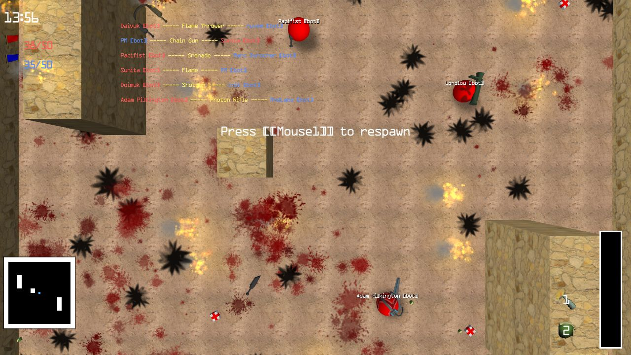 A live BaboViolent team deathmatch on DM-Pong